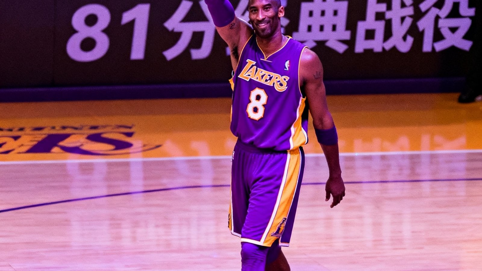 盘球吧纪念科比81分经典战役，紫色灯光下科比挥手